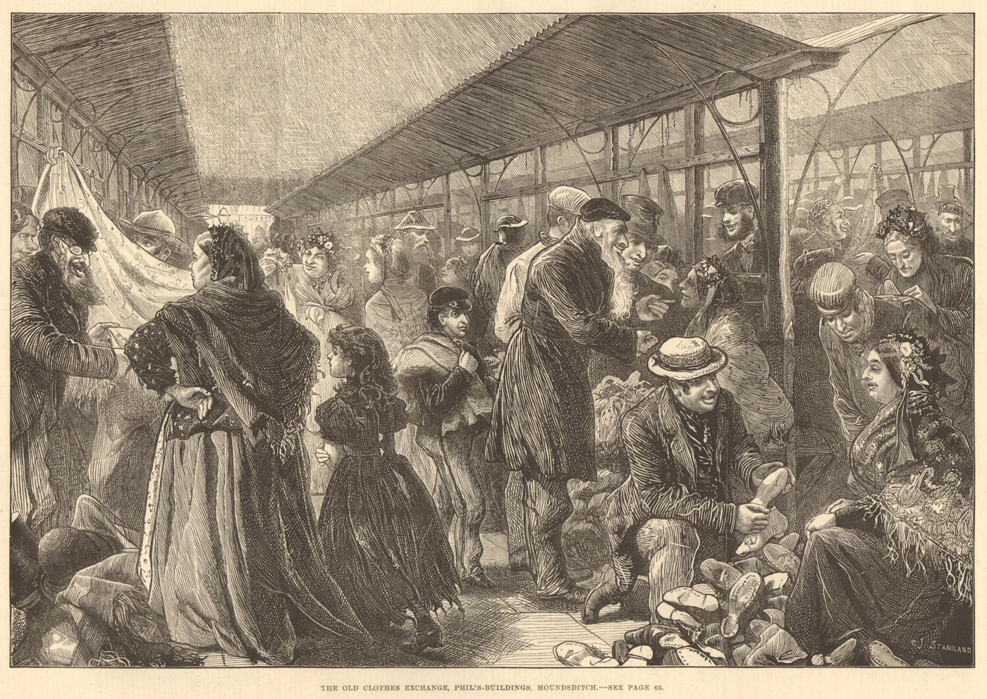 The old clothes exchange, Phil's-buildings, Houndsditch. London. Markets 1882
